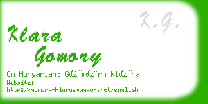 klara gomory business card